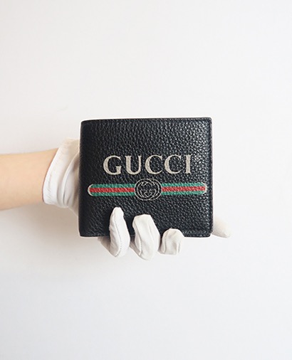 Gucci Logo Bifold Wallet, &pound;120, Accessories, Black, Leather, Front view